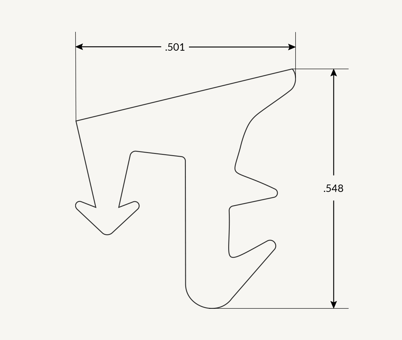 Dimensional drawing of glazing seal 4892
